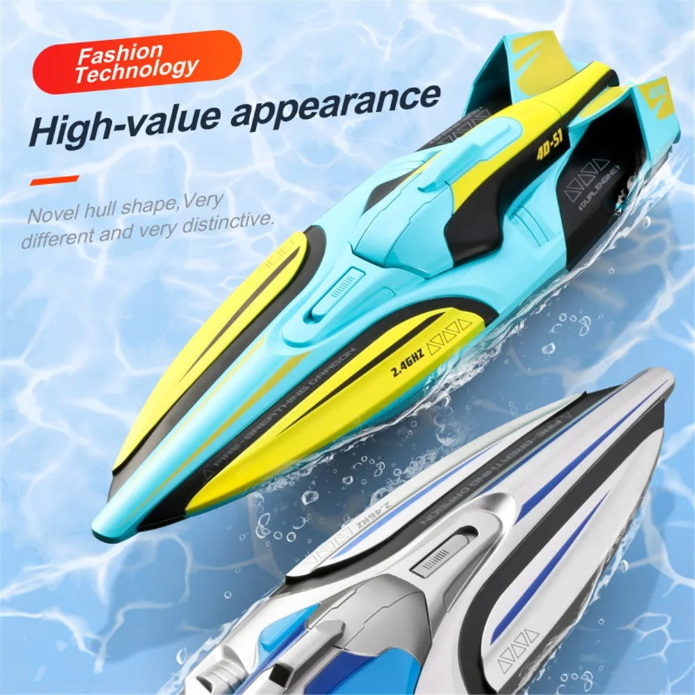 4DRC 4D-S1 High-Speed 2.4G RC Boat Water Speedboat, Dual Batteries - Silver - 6
