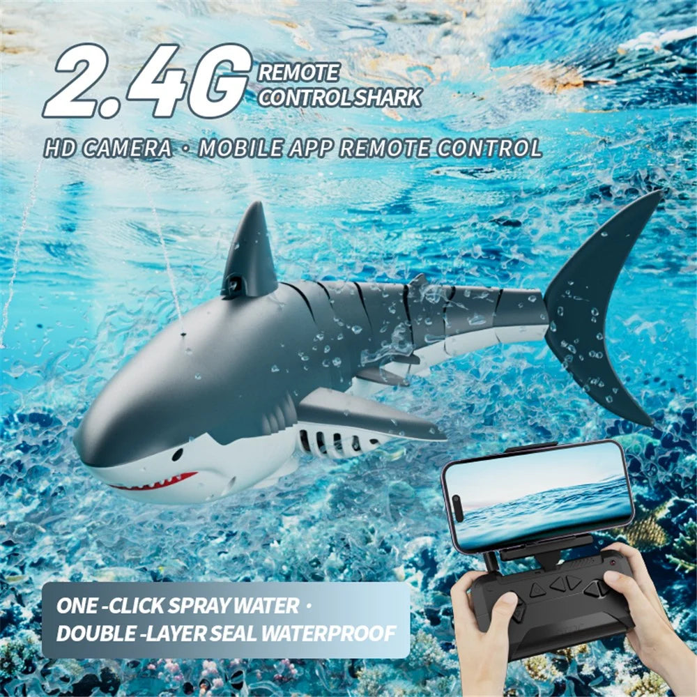 4DRC S6 Bionic Remote Control Shark Spray Water Toy with Camera Electric Megalodon RC Toy, 2 Batteries - 2