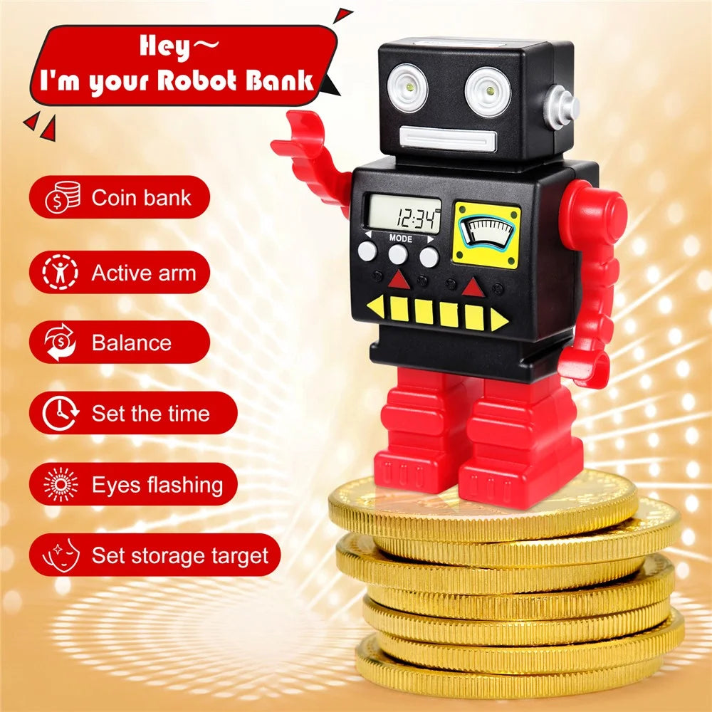 Cartoon Automatic Coin Counting Piggy Bank Robot for Kids Interactive Money Box (USD Version) - 4