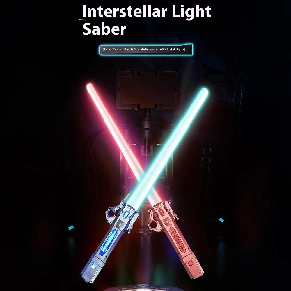 YLQ 2-in-1 Extendable Lightsaber For Kids 7-14 Years Light Up Toy With Sound Effects Star Wars Theme - Titanium Silver - 4