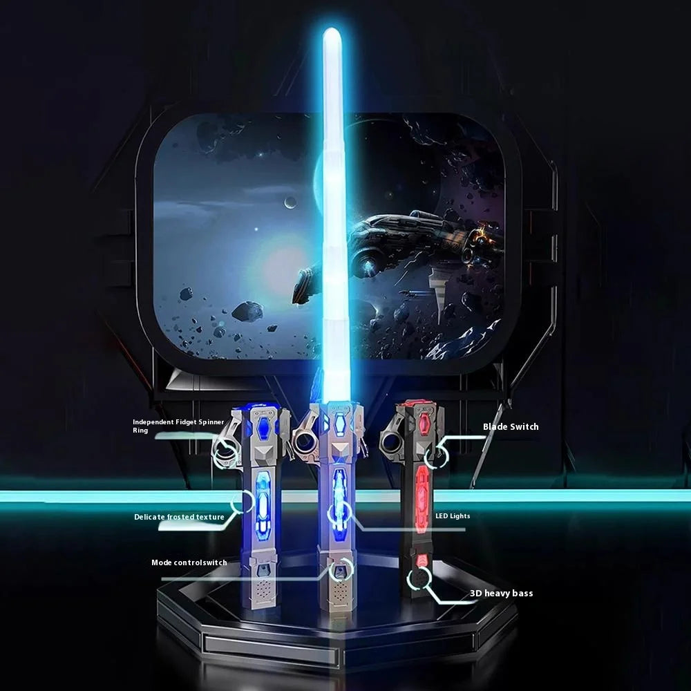 YLQ 2-in-1 Extendable Lightsaber For Kids 7-14 Years Light Up Toy With Sound Effects Star Wars Theme - Titanium Silver - 5