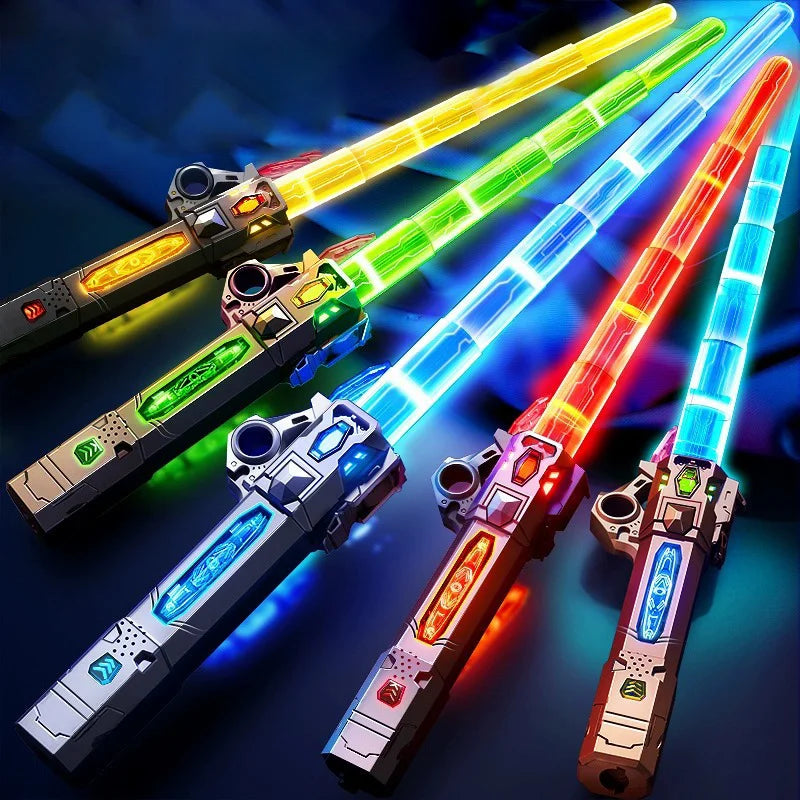 YLQ 2-in-1 Extendable Lightsaber For Kids 7-14 Years Light Up Toy With Sound Effects Star Wars Theme - Titanium Silver - 6