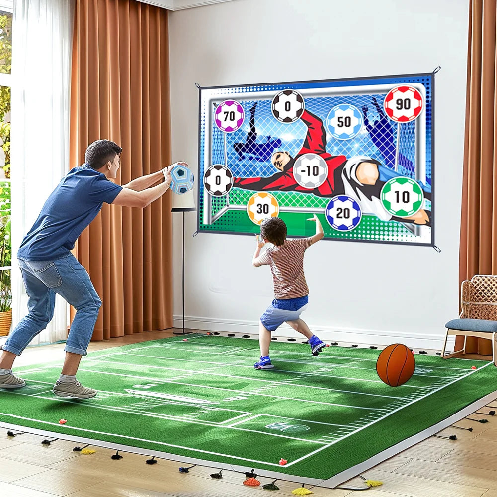 Indoor Soccer Target Game Magic Tape Football Throwing Practice Set for Kids Interactive Toy - Blue - 2