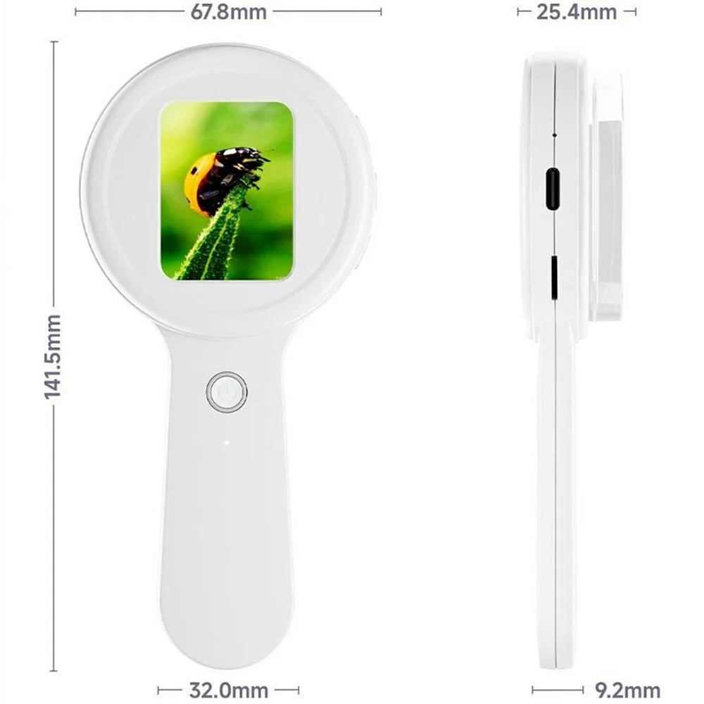 V7 200X Handheld Magnify Glass Digital Magnifier with 2 inch IPS Screen for Bug Coins Jewelrying - Black - 6