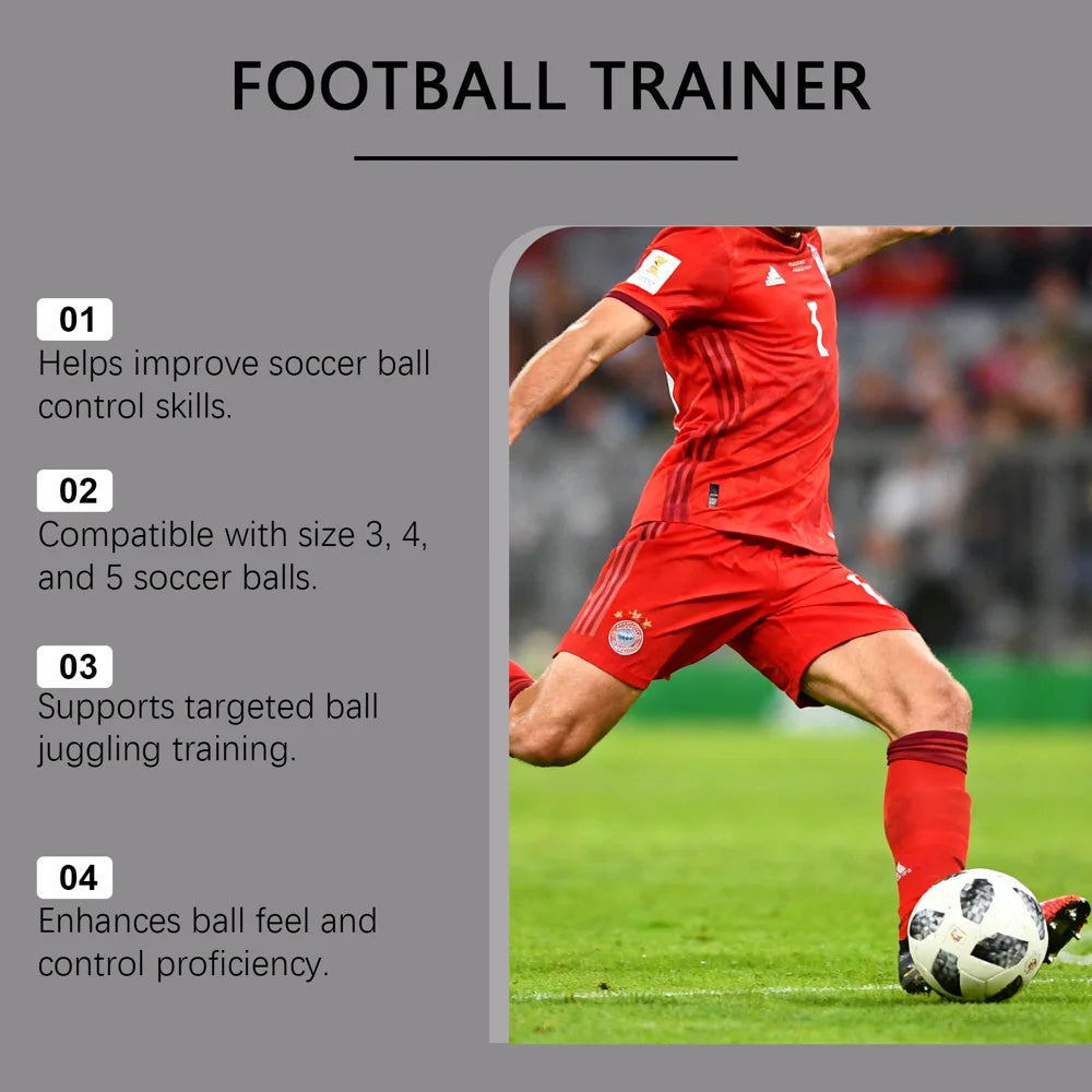 HOZONEX Soccer Trainer Ball Control Trainer Adjustable Wristband Auto Rebound Kit Compatible 3/4/5 Size Balls - 3