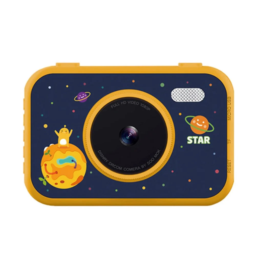4MP 3.5 inch HD Large Screen Kids Camera Toy with Dual Lens Birthday Gift - Yellow/Blue - 1