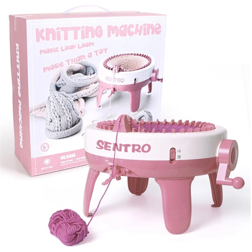 40 Needles Handmade Knitting Machine Round Weaving Loom DIY Scarf Hat Sock Glove Kids Toy - Light Pink - 1