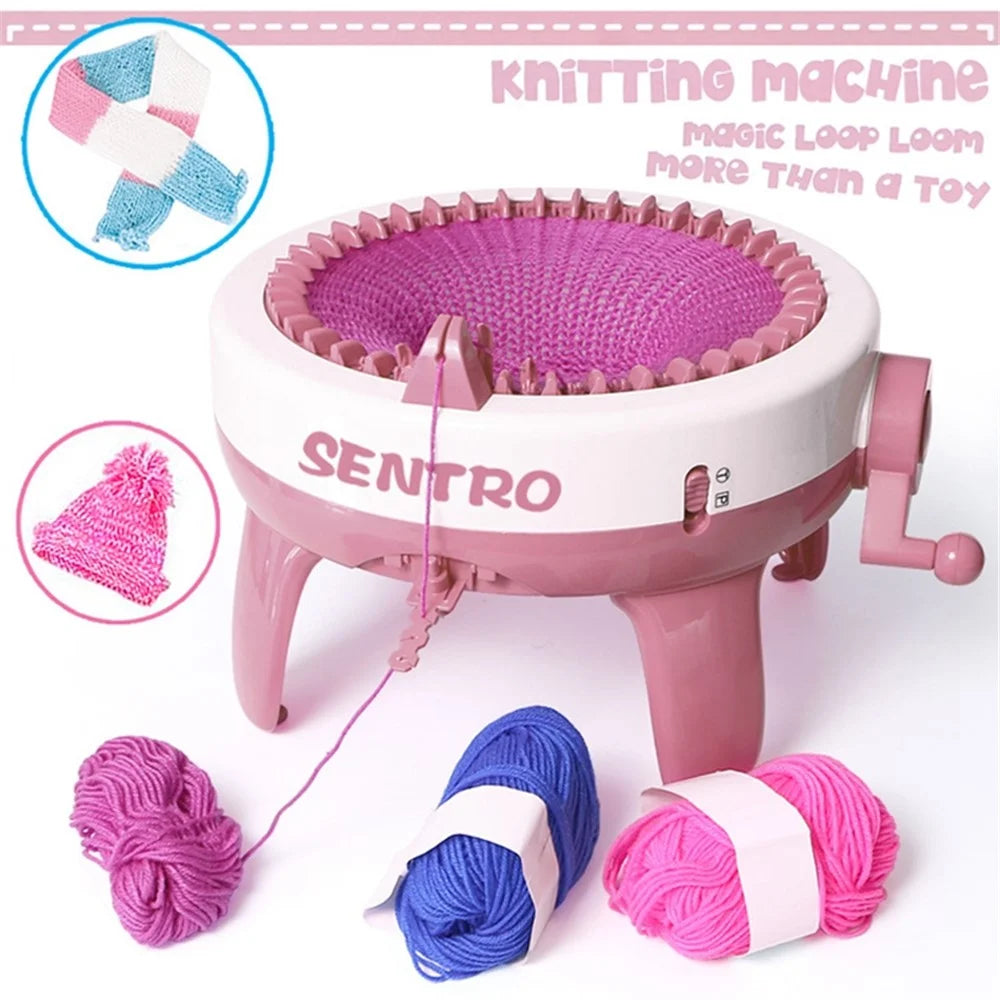 40 Needles Handmade Knitting Machine Round Weaving Loom DIY Scarf Hat Sock Glove Kids Toy - Light Pink - 2