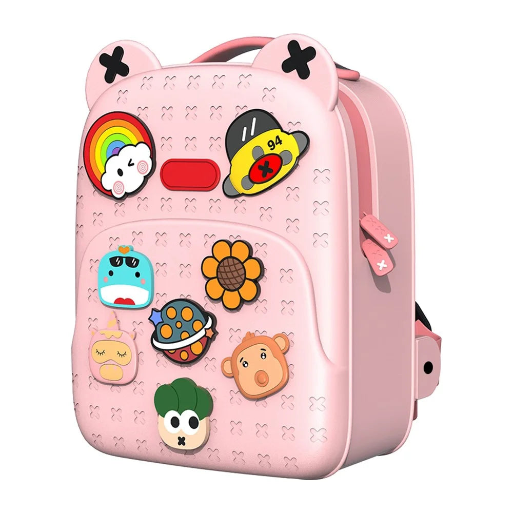 KOOOL K16 Cartoon Cool Boys Girls Backpack EVA+PVC Kids School Bag with DIY Pattern Patch - Pink - 1