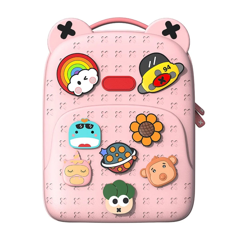 KOOOL K16 Cartoon Cool Boys Girls Backpack EVA+PVC Kids School Bag with DIY Pattern Patch - Pink - 2
