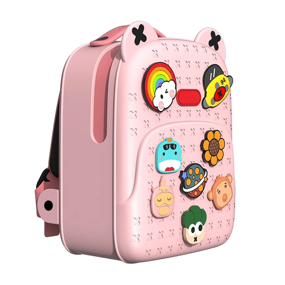 KOOOL K16 Cartoon Cool Boys Girls Backpack EVA+PVC Kids School Bag with DIY Pattern Patch - Pink - 7