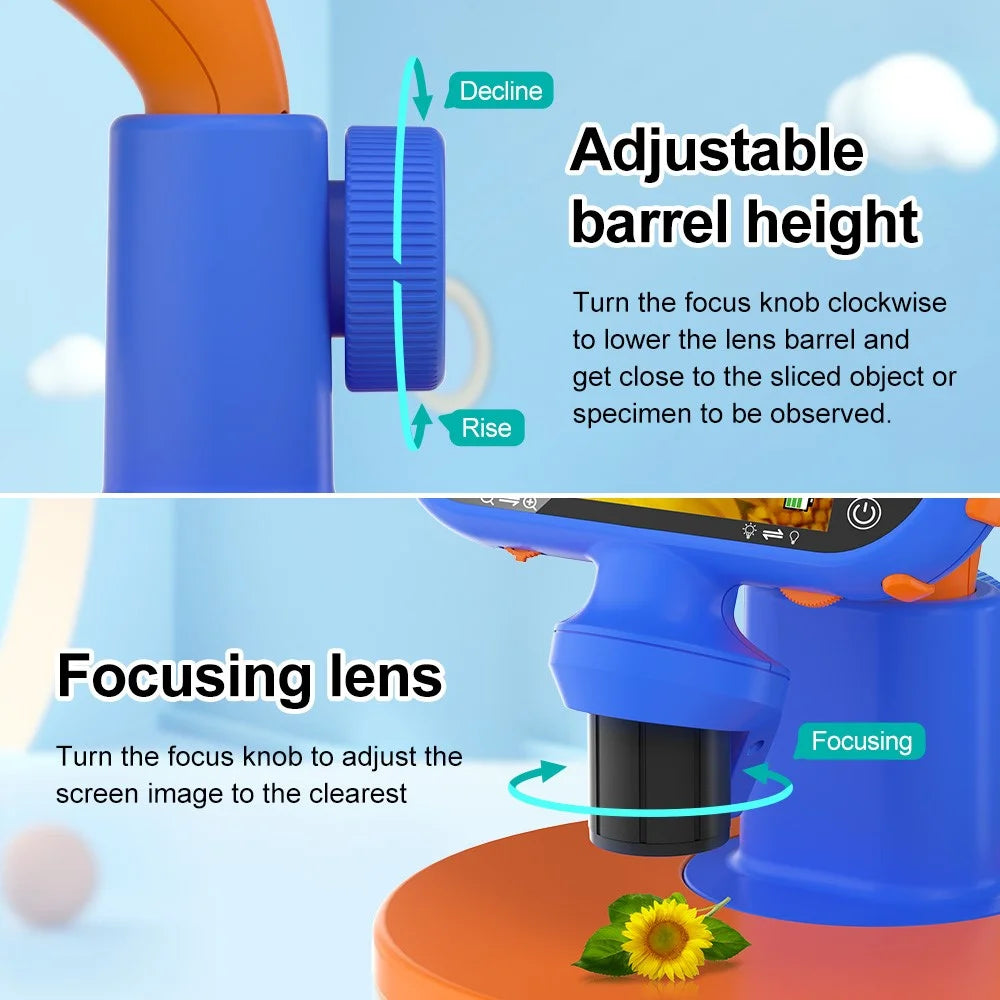 AD-LM01 Children Microscope 4 inch 50-1000X Magnification USB Magnifier Kids Camera with Adjustable LED Light - 6