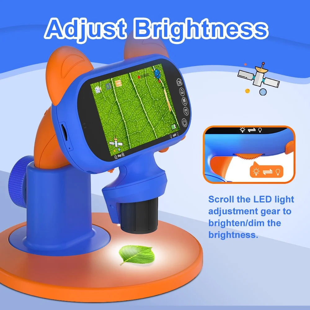 AD-LM01 Children Microscope 4 inch 50-1000X Magnification USB Magnifier Kids Camera with Adjustable LED Light - 7