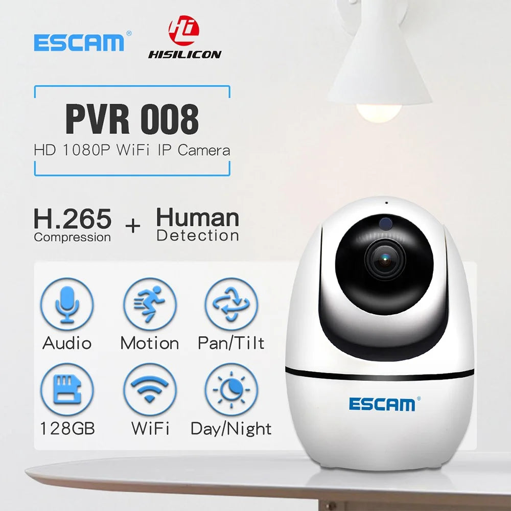 ESCAM PVR008 HD Safety H.265 1080P Pan/Tilt WiFi IR IP Camera Support ONVIF Two Way Talk Night Vision - EU Plug - 7