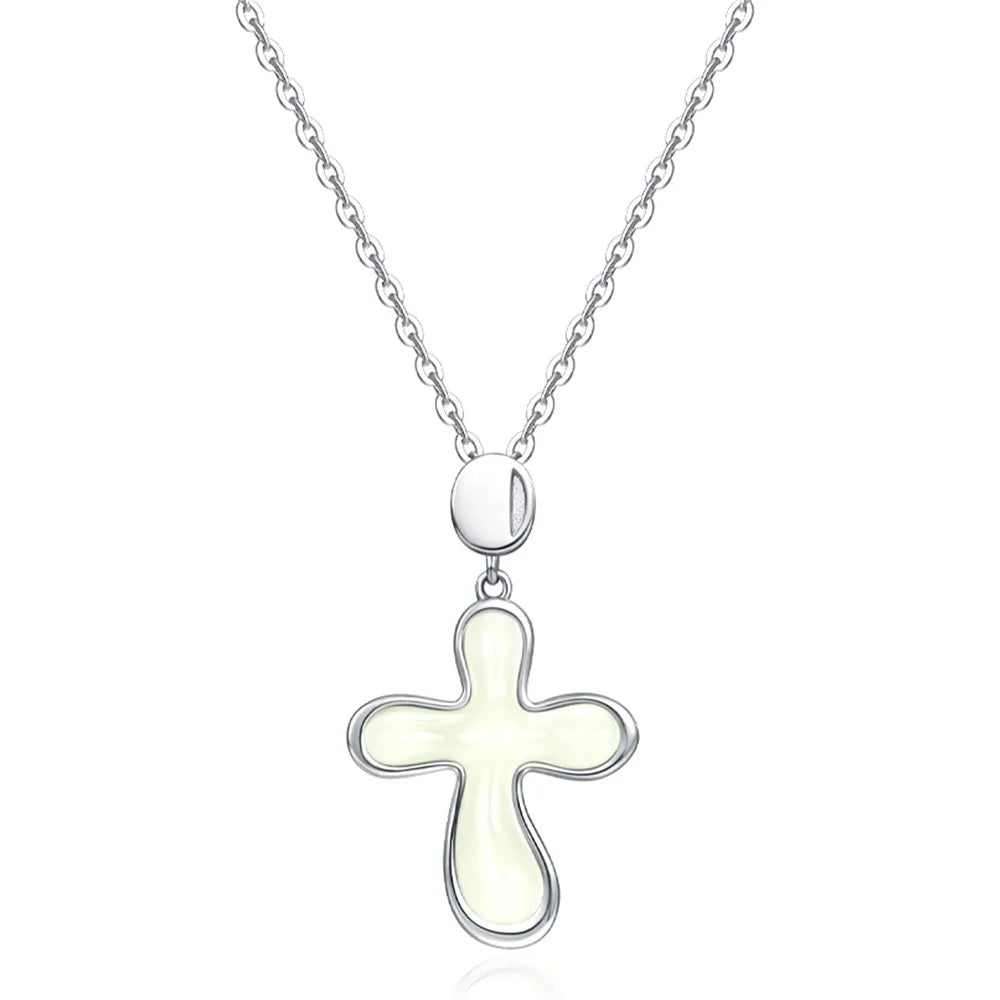 YISIXICI XL13140046 Women's Necklace Nephrite Jade Cross Pendant S925 Silver Neck Jewelry - White - 1