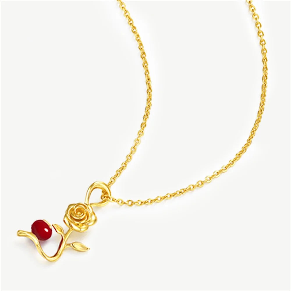 YISIXICI XL13140010 Women's Necklace Rose and Love Seed Enamel Neck Jewelry Birthday Gift - 2