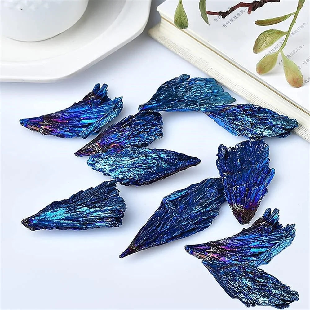 10Pcs / Pack Peacock Feather Style Natural Black Tourmaline Electroplated Colored Tourmaline Pendant, 3cm 5-10g - 5