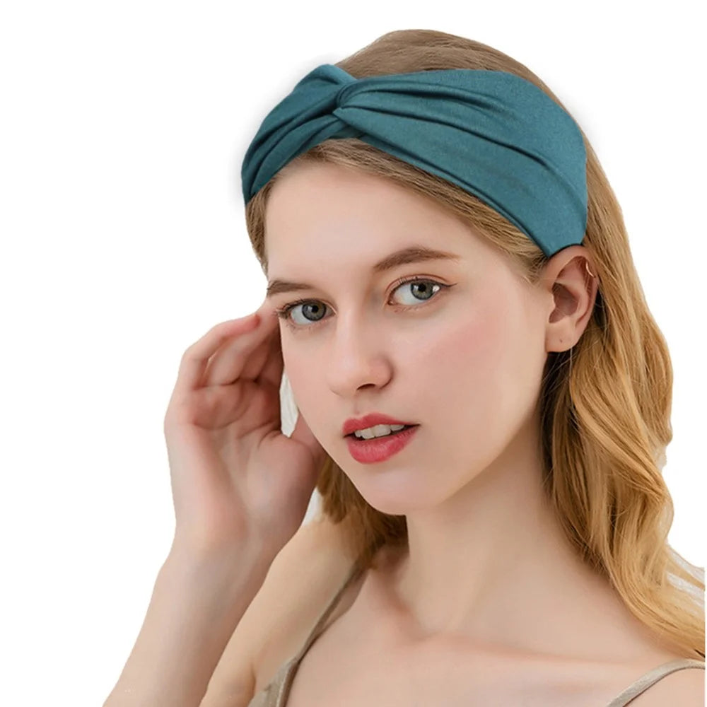 FD002 Solid Color Sports Yoga Running Women Headband Sweat-absorbent Cloth Cross Hairband - Grey - 2