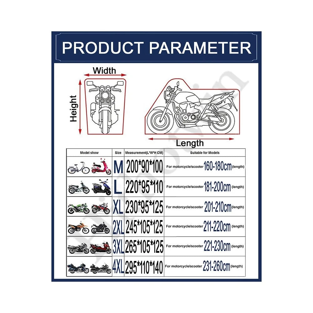 Motorcycle Cover Silver Coated Inside Waterproof Dustproof Cover For Large Bikes Cruisers Scooters - Black + Red / XL - 7