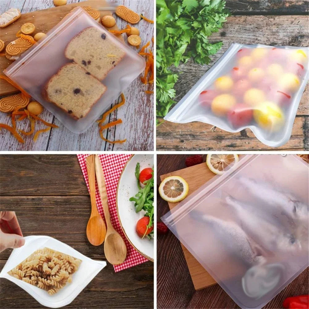 6 Pcs/Bag Transparent Fresh - keeping Bag Frosted EVA Refrigerator Food Storage Container Sealed Bag - 7
