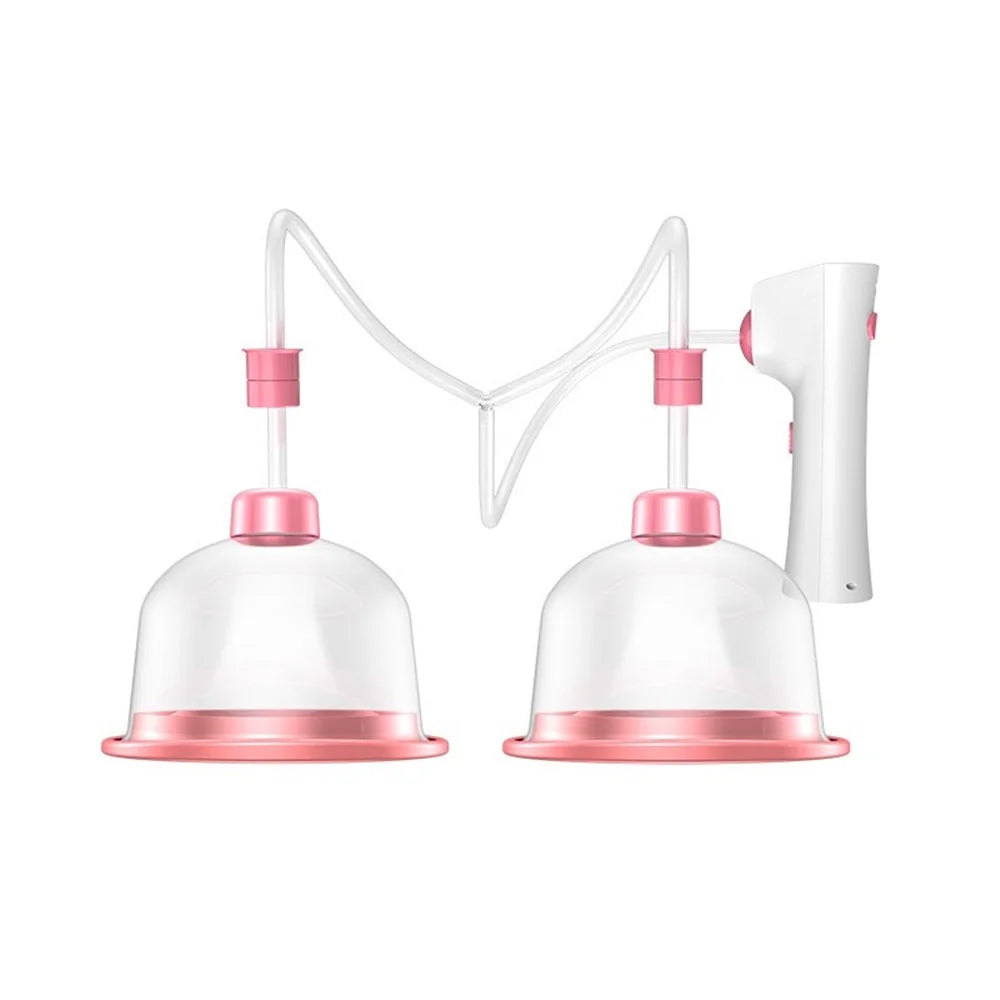 Breast Enhancement Massager Silicone Cup Electric Vibrating Device Gift for Blood Circulation Firmness Health - Double Cup / Large - 1