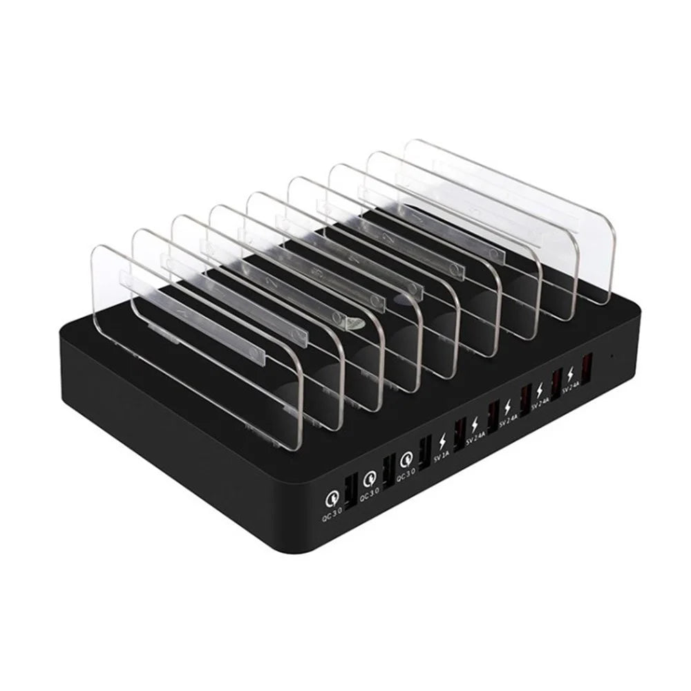 QC 3.0 8-Port USB Hub PD Charging USB Splitter Phone Charger Adapter - Black / US Plug - 1