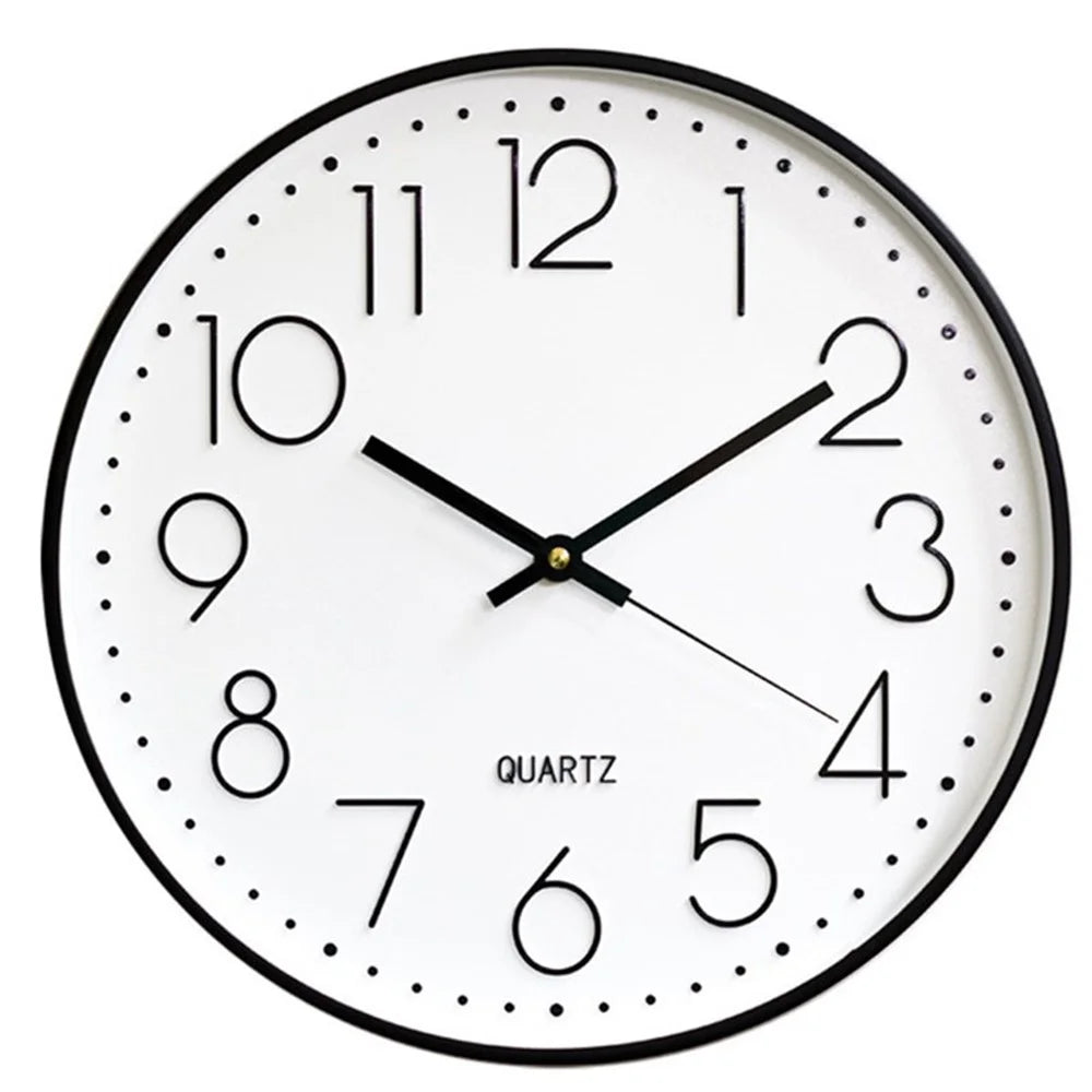 12-inch Wall Clock Battery Operated Non-Ticking Silent Quartz Quiet Movement - Black/White - 1