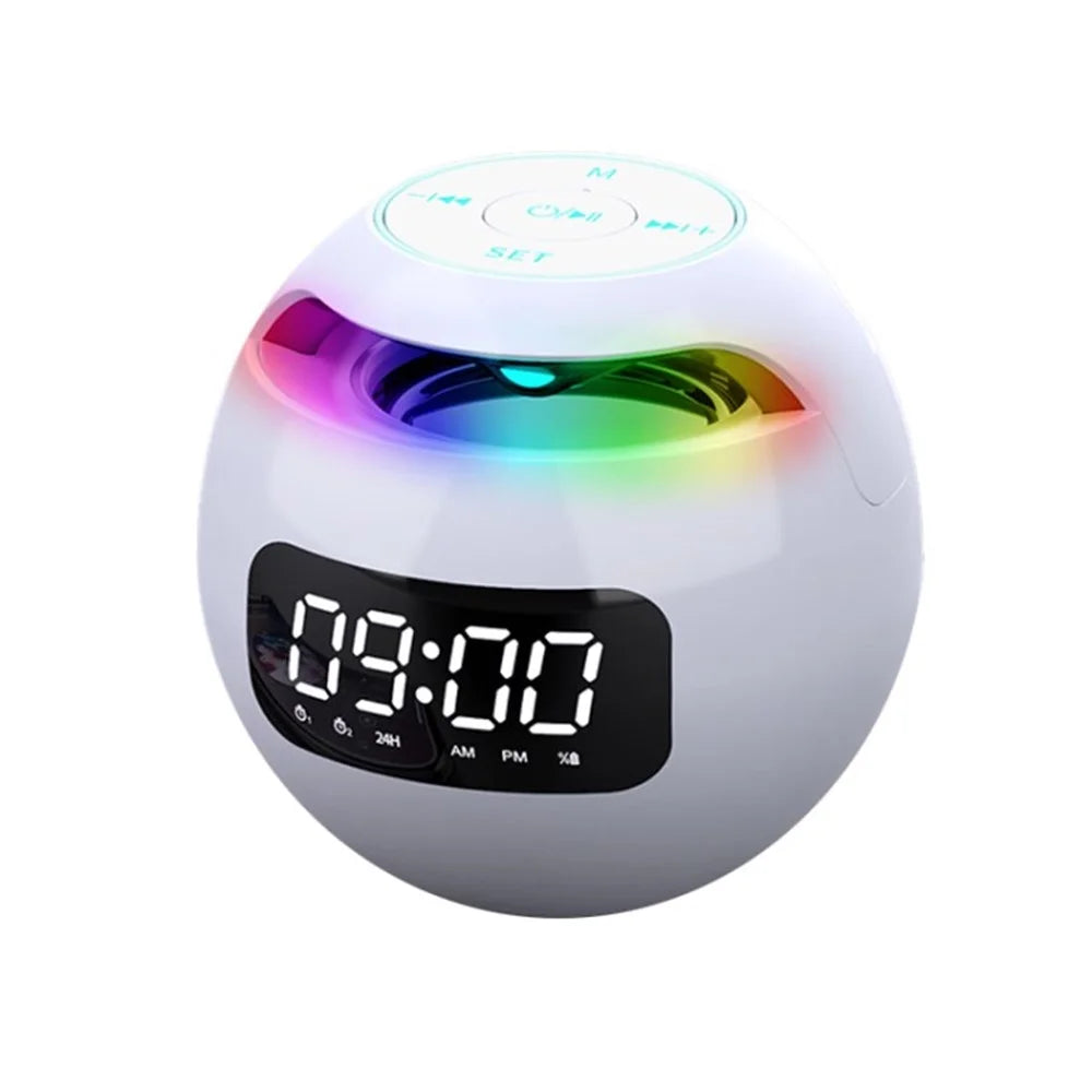 Mini Bluetooth-compatible Speaker Wireless Subwoofer Sound Box Alarm Clock HiFi TF Card MP3 Music Player FM Radio - White - 2