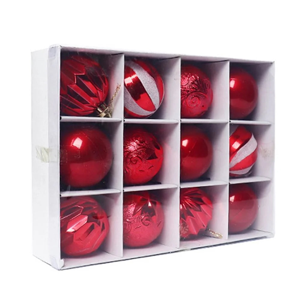 12Pcs Christmas Tree Balls Box Set Christmas Ornament Decorations Pendant 6MM - Red - 1