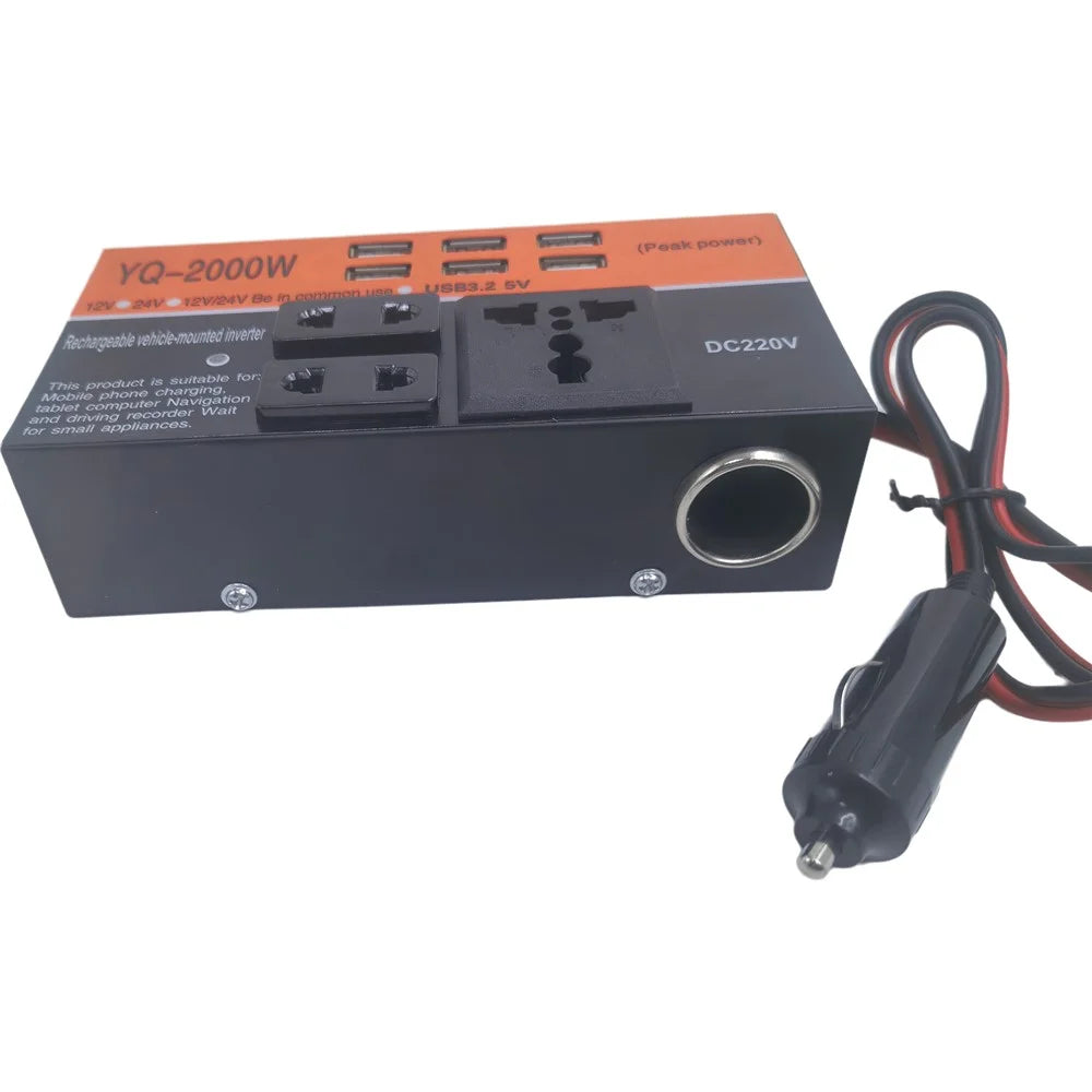 2000W Universal Car Power Inverter 12V 24V DC to 220V AC USB Car Phone Charger Multi-Port Vehicle Inverter - 2