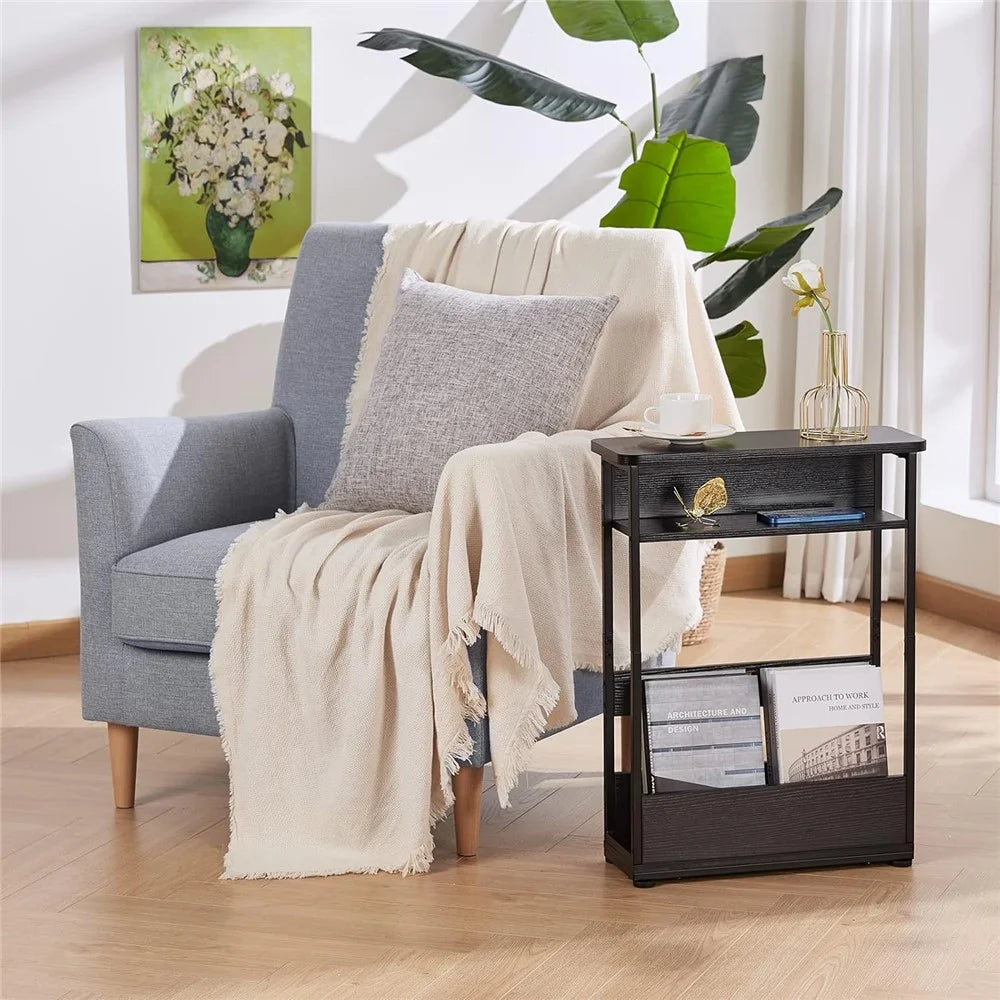 DULCII Small End Table with Magazine Holder Bedside Table for Living Room Bedroom (MOQ: 300) - 6