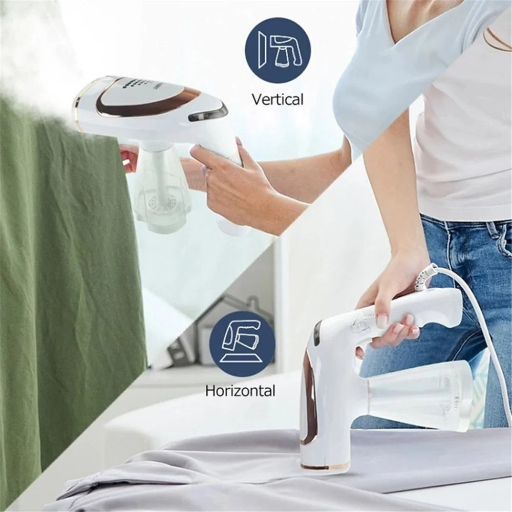 1600W Foldable Handheld Garment Steamer 250ml Water Tank Automatic Steam Brush Hanging Ironing Machine - White+Single Gear / EU Plug - 6