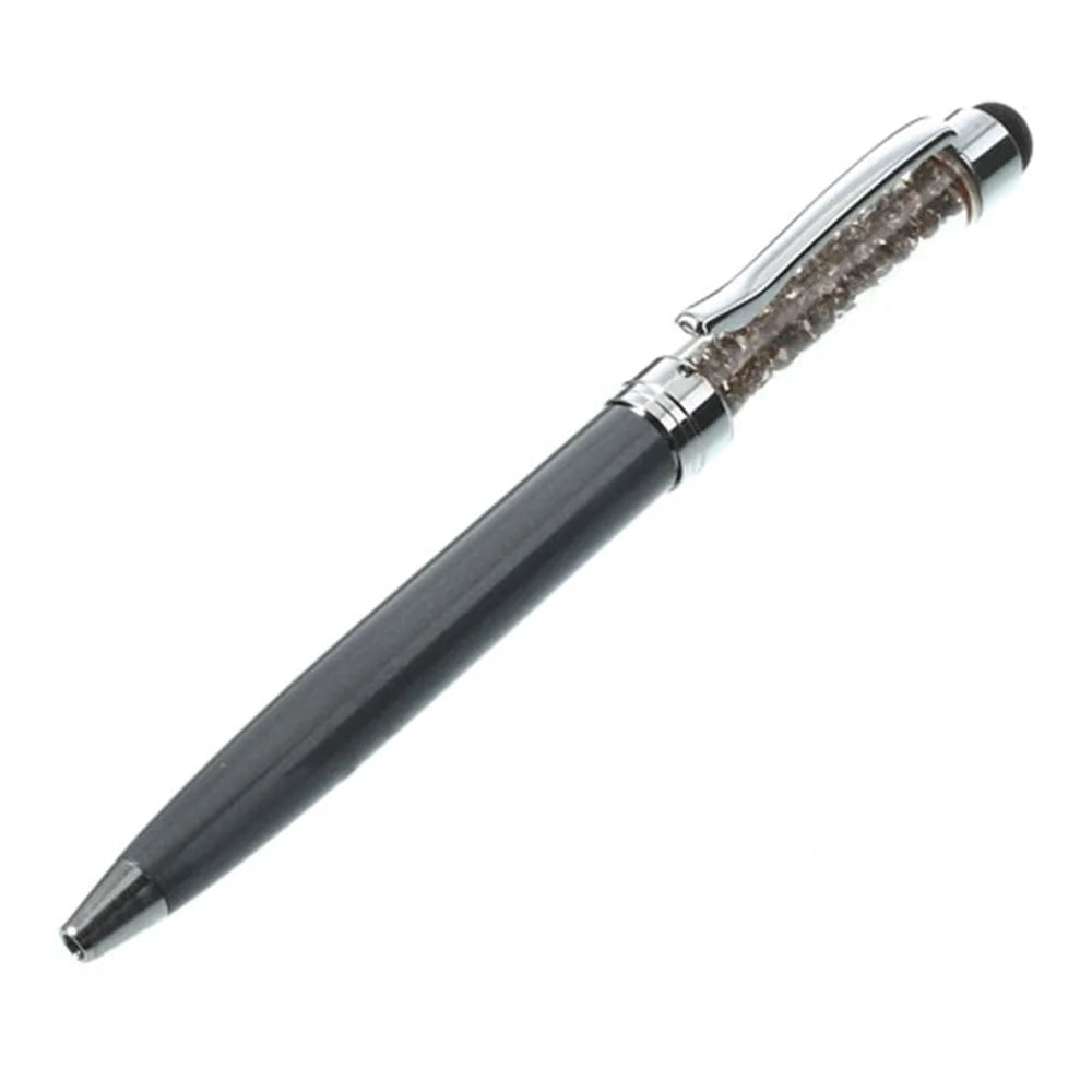 Grey Bling Flowing Crystal Capacitive Touch Stylus & Ballpoint Pen for iPhone iPad Samsung LG Huawei - 2