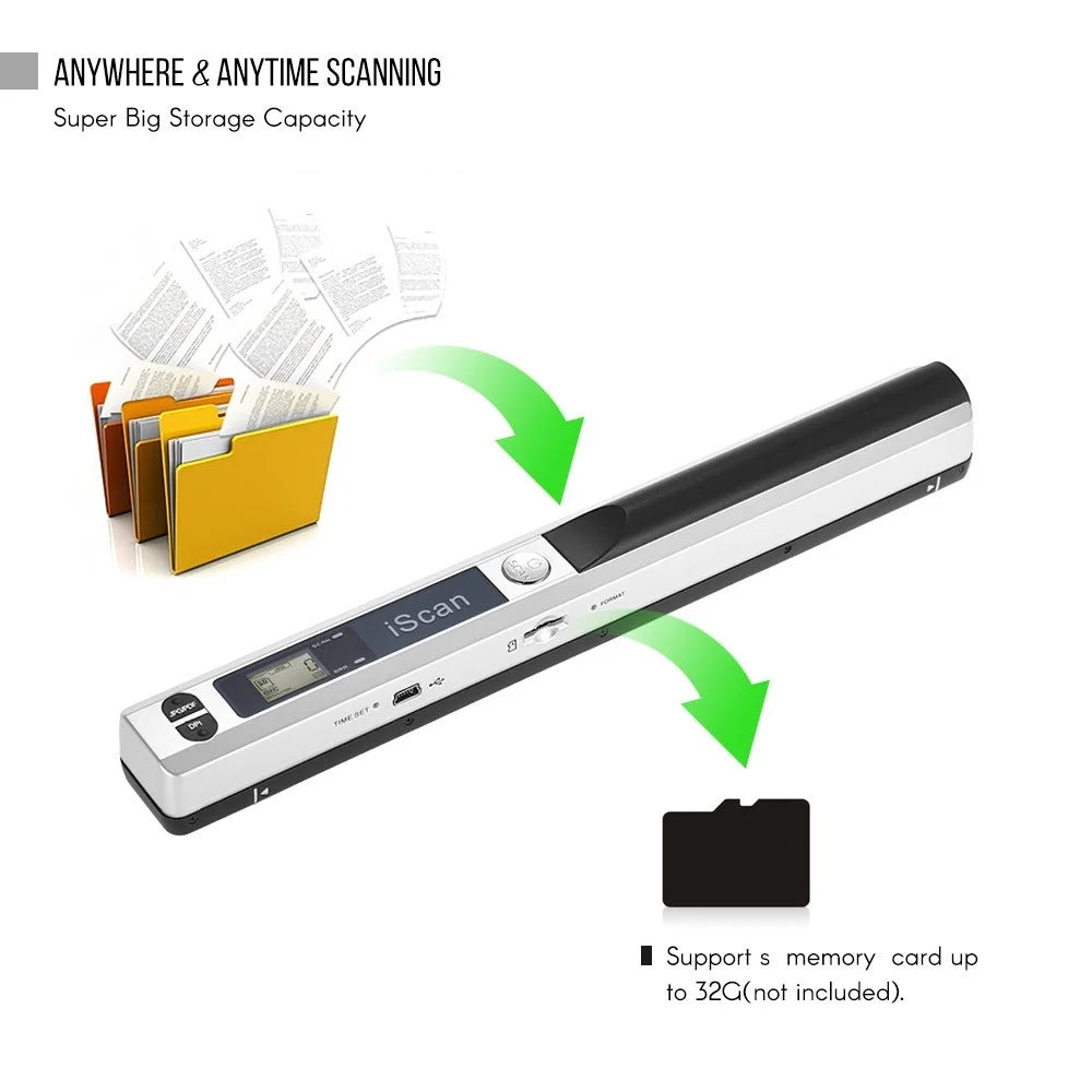 Portable Handheld A4 Documents Images HD Wireless Scanner Wand with LCD Display - Silver - 5