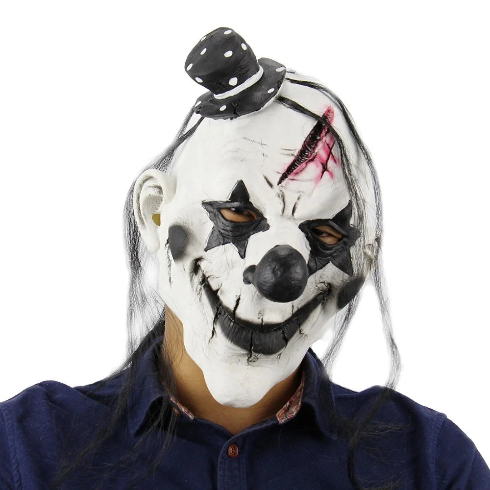 Full Head Creepy Clown Mask Made of Latex for Horror Effect - 1