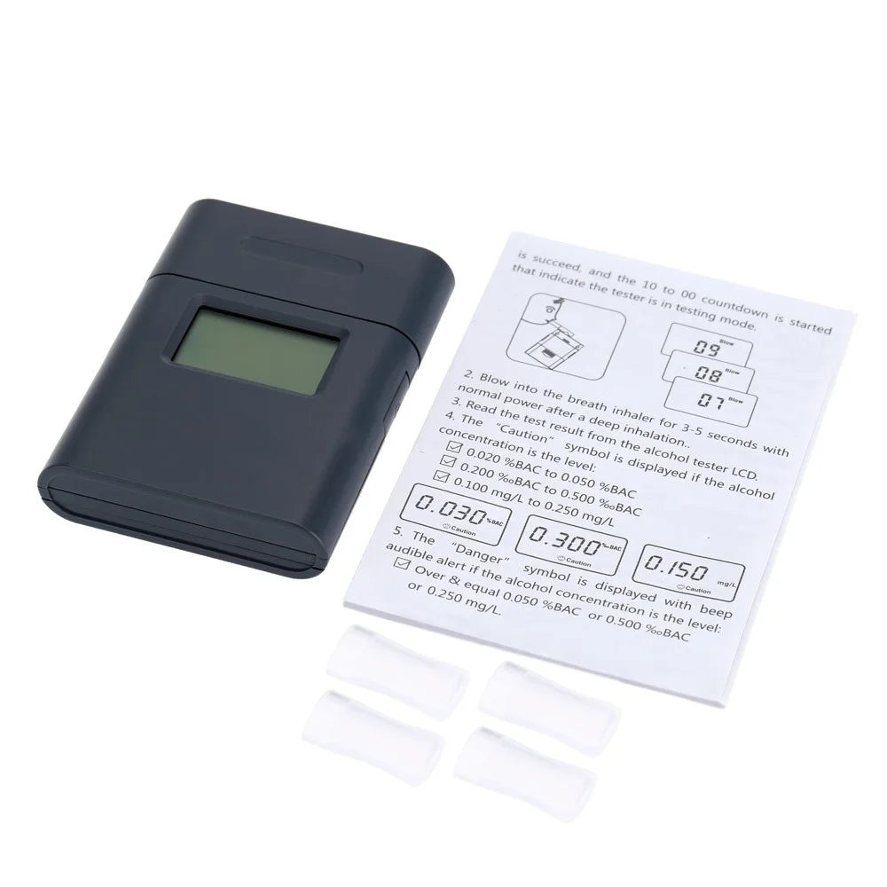 AT-838 Digital Breath Alcohol Tester with Backlight Breathalyzer Driving Essentials - Grey - 3