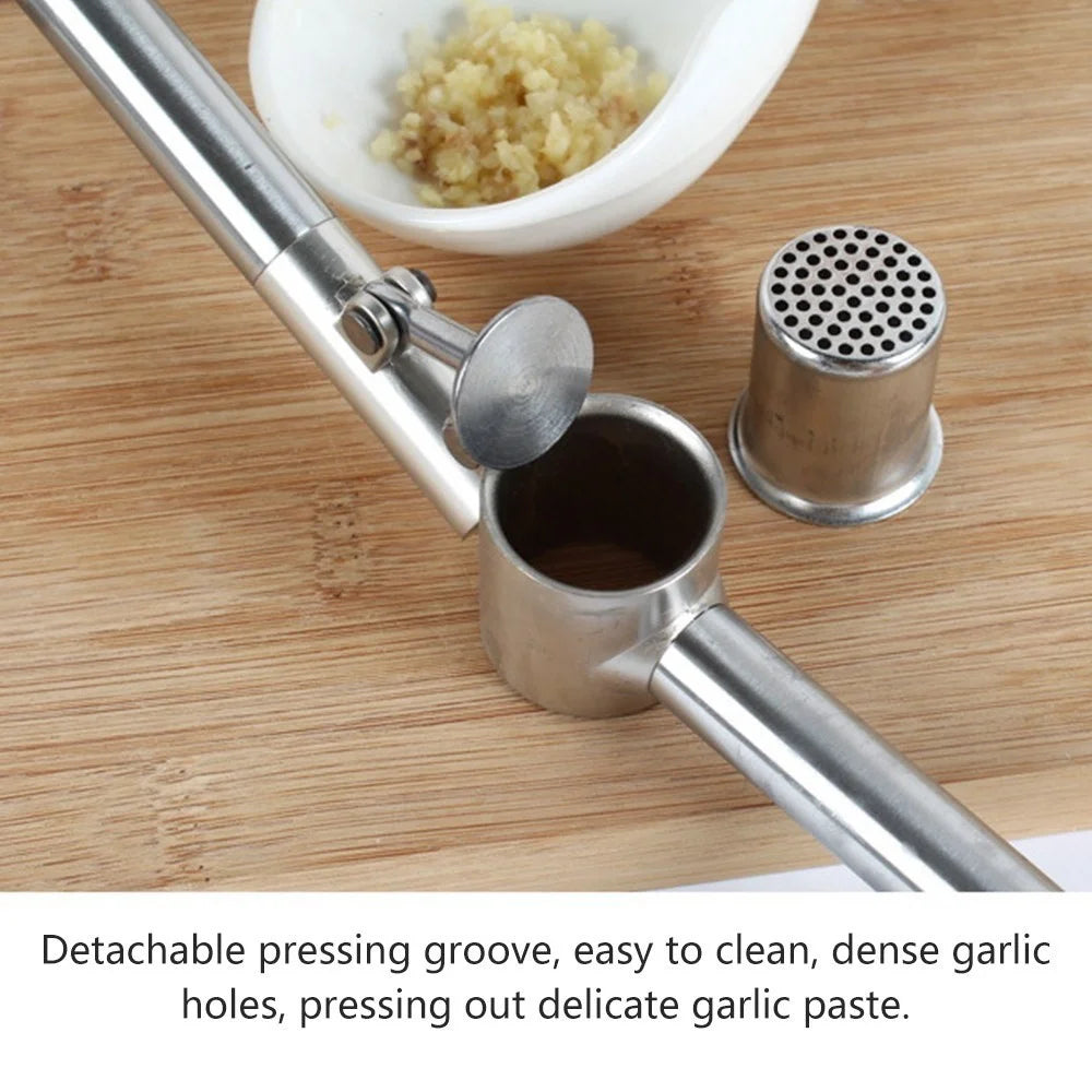 304 Stainless Steel Garlic Press Lengthened Garlic Squeezer Garlic Peeler Garlic Clamp Garlic Masher Household - Size: 186 x 70 x 50mm - 5
