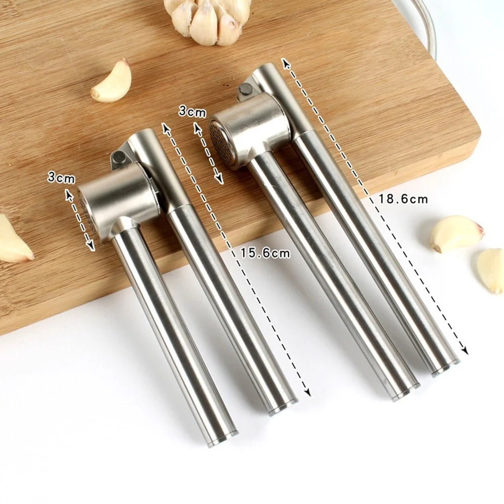 304 Stainless Steel Garlic Press Lengthened Garlic Squeezer Garlic Peeler Garlic Clamp Garlic Masher Household - Size: 186 x 70 x 50mm - 6