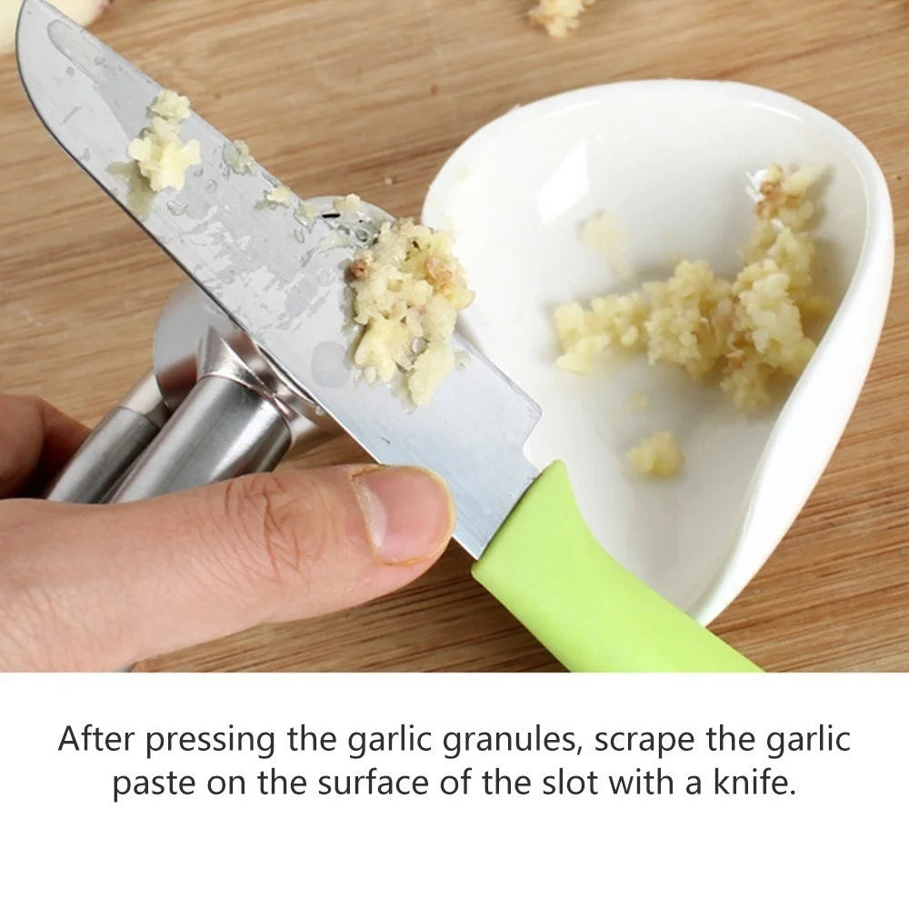304 Stainless Steel Garlic Press Lengthened Garlic Squeezer Garlic Peeler Garlic Clamp Garlic Masher Household - Size: 186 x 70 x 50mm - 7
