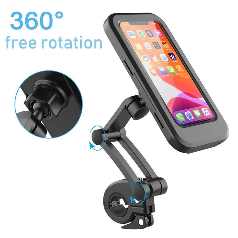 Bicycle Mobile Phone Bracket Universal Waterproof Motorcycle Handlebar Support Frame Cell Phone Holder, Size: L - Black - 6