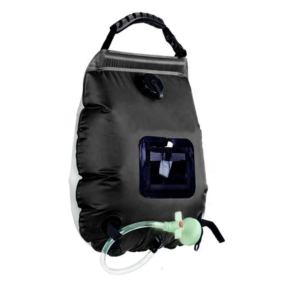 For Outdoor Camping 20L Large Capacity Portable Shower Bath Sunshine Heat Water Bag - Black - 1
