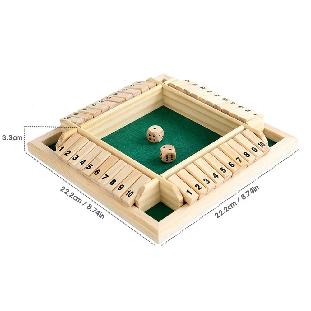 Shut The Box Dice Game 2-4 Players Classic Wooden Board Game for Kids and Adults Education Math Learning Toy - Green - 4