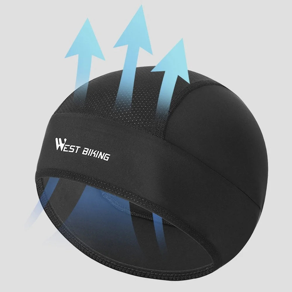 WEST BIKING Ice Silk Cooling Skull Cap Cycling Running Hat UV Protection Helmet - Black - 6