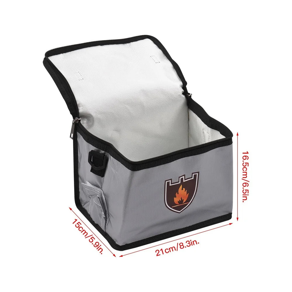 Portable Fireproof Safe Bag Explosion-Proof Protective Lipo Battery Waterproof Bag with Zippers Handle Strap for Battery Storage and Charging - 6