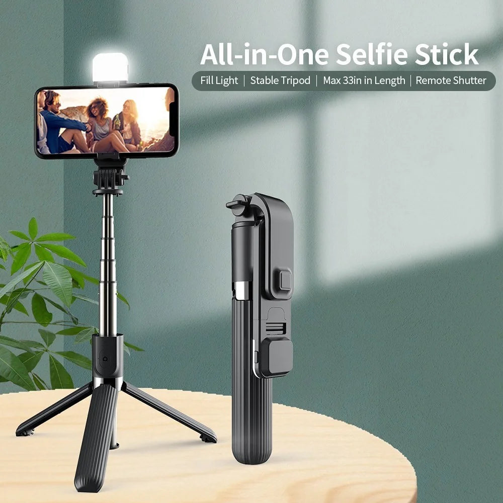 Selfie Stick 33-inch Aluminum Alloy Selfie Stick Phone Tripod with Remote Shutter for iPhone Android Phone, Portable, Lightweight - 5