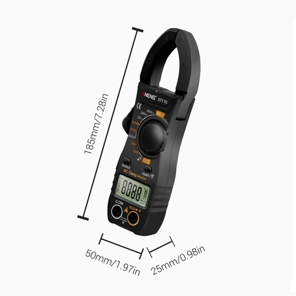 ANENG ST170 Digital Clamp Meter Multimeter 1999 Counts AC DC Smart Clamp Meter, Auto-ranging Measure Resistance - Black - 7
