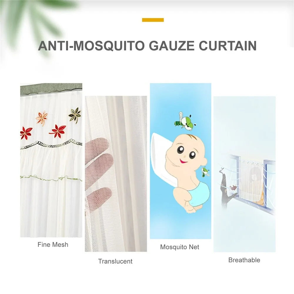 Embroidery Semi Sheer Curtain Double Layer Anti-mosquito Window Curtain for Kitchen Bedroom and Living Room - Leaf/37x78 Inch - 3