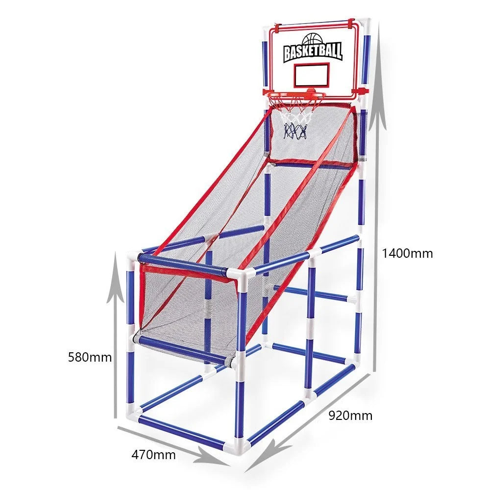 Indoor/Outdoor Basketball Arcade Game Sport Basketball Hoop Single Shot with 2 Basketballs Inflator - 3