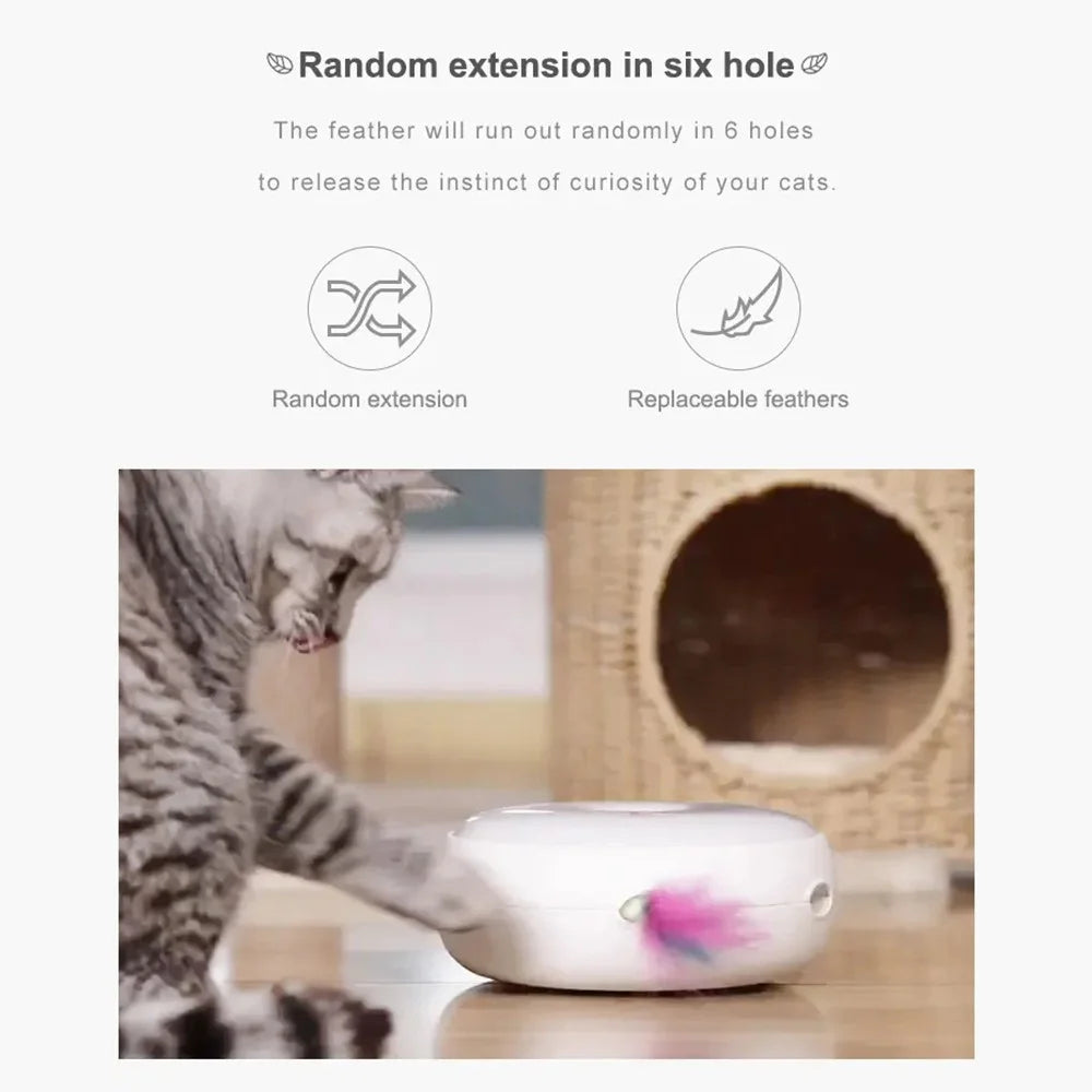 HOMERUN Smart Cat Toy Pet Toy Ambush Interactive Electronic Cat Toy with Rotating Feather/3 Playing Modes - 2