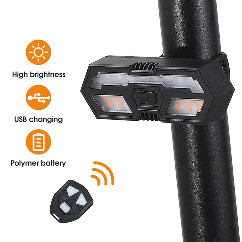 WEST BIKING 5m Remote Bike Taillight USB Rechargeable LED Turn Signal Waterproof MTB Bicycle Light Rear Lamp with Alarm Sound - 6